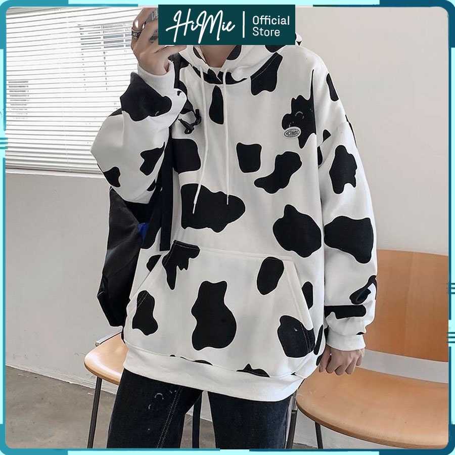 Áo hoodie nam họa tiết bò sữa form rộng phong cách hàn quốc HiMie
