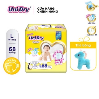 (Tặng 1 gấu bông cho bé) Tã dán Unidry gói Super Jumbo M76/L68/XL62