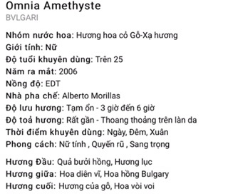 Nước hoa BVL omnia (thanh lý)