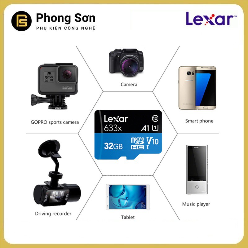 Thẻ nhớ Lexar Micro SDHC 32GB 633X 95MB/s A1 dành cho Camera hành trình, Gopro,Cam thẻ thao,Camera IP ..