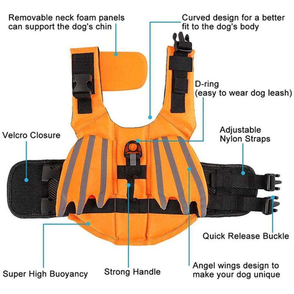 Áo Phao Cứu Sinh Nhiều Kích Cỡ Có Tay Cầm Màu Phản Quang Cho Thú Cưng
