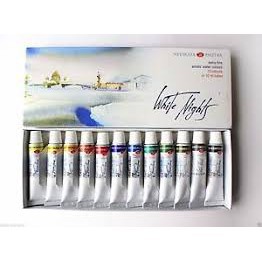 Màu nước White Nights, Watercolor WhiteNights hộp 12 màu dạng tuýp