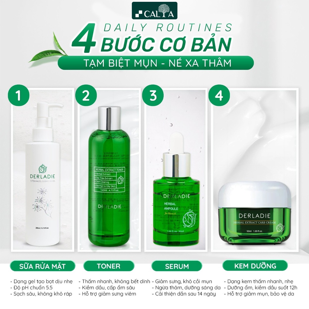 Kem Dưỡng Derladie Tràm Trà Giảm Mụn, Kiềm Dầu - Derladie Herbal Extract Care Cream 50ml
