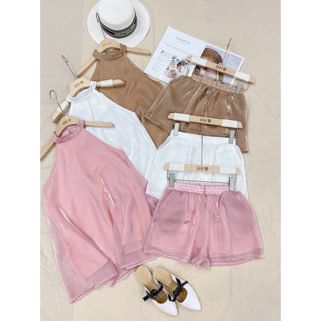 [Mã FATHANG5 giảm 10K đơn 50K] S494 Set Yếm Tơ Phối Quần Short Cạp Chun Sang Trọng, Chất Voan Tơ lót lụa xịn xò