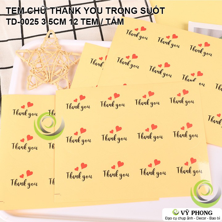 TEM DÁN STICKER TRONG SUỐT CHỮ THANK YOU TRONG SUỐT TRANG TRÍ BAO BÌ TÚI HỘP QUÀ TẶNG TD-0025