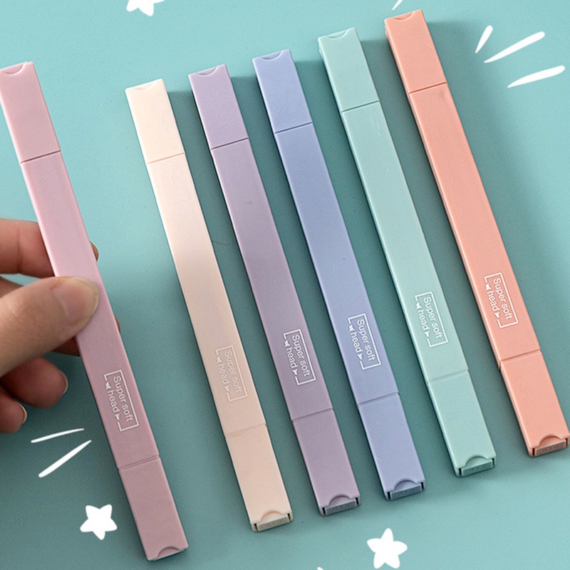 [6pcs/set Morandi Color Highlighter Pen Set] [12 Colors Dual Tips Marker Pen]