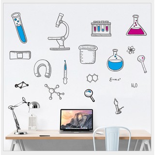 Nhãn dán tường các dụng cụ hóa học, vật lí