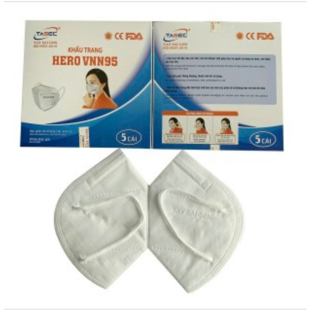 [Hộp 5 Cái] - Khẩu Trang N95 - 3D - 5 Lớp - HERO VN N95 Đạt Tiêu Chuẩn FDA và Quatest 3 | BigBuy360 - bigbuy360.vn