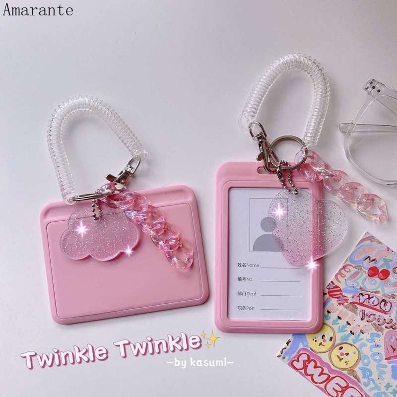 Thẻ Cứng Tay áo/ Thẻ Ngân Hàng / Xe Bus Dạng Dây Xích Màu Hồng Lấp Lánh Chống Thấm Nước Ama