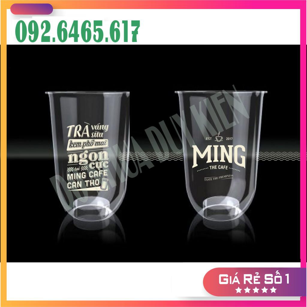 [NOWSHIP] 50 Cốc, Ly Nhựa Bầu 360ML Cốc Dùng 1 Lần Có Nắp Loại Đẹp  - Đựng Đồ Uống - Có Thể Dùng Được Màng Ép Ly