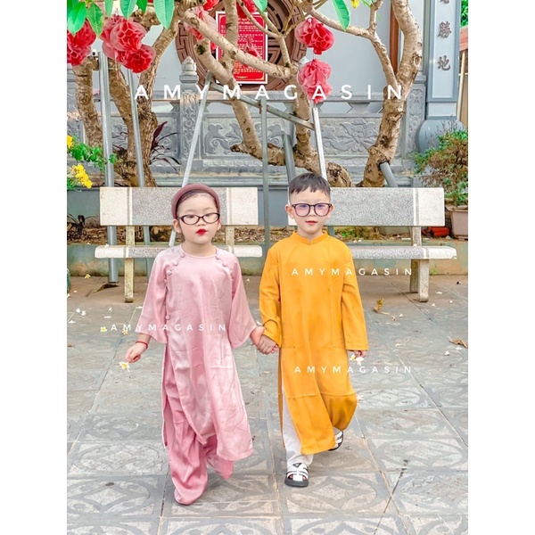 Áo dài bé trai lụa tây thi-toàn bộ ảnh thật