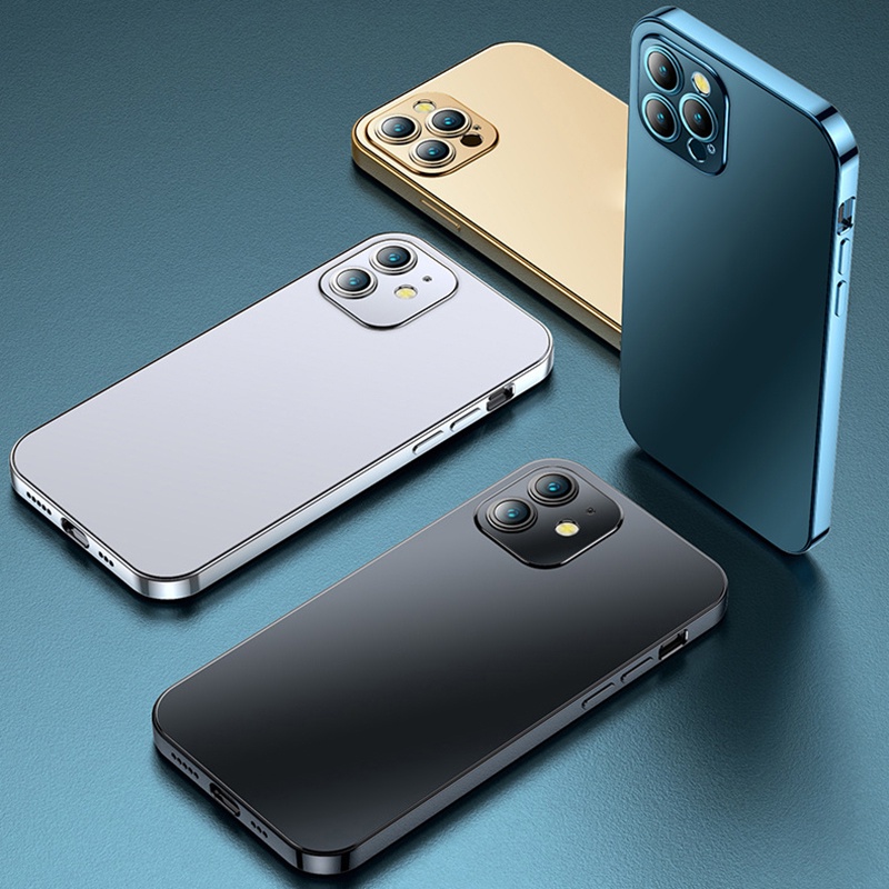 Ốp viền vuông -Tích hợp kính bảo vệ camera -Viền vuông mạ Màu"Sang Trọng" '5 Màu',Từ IPhone 7Plus -12 Pro Max Educase