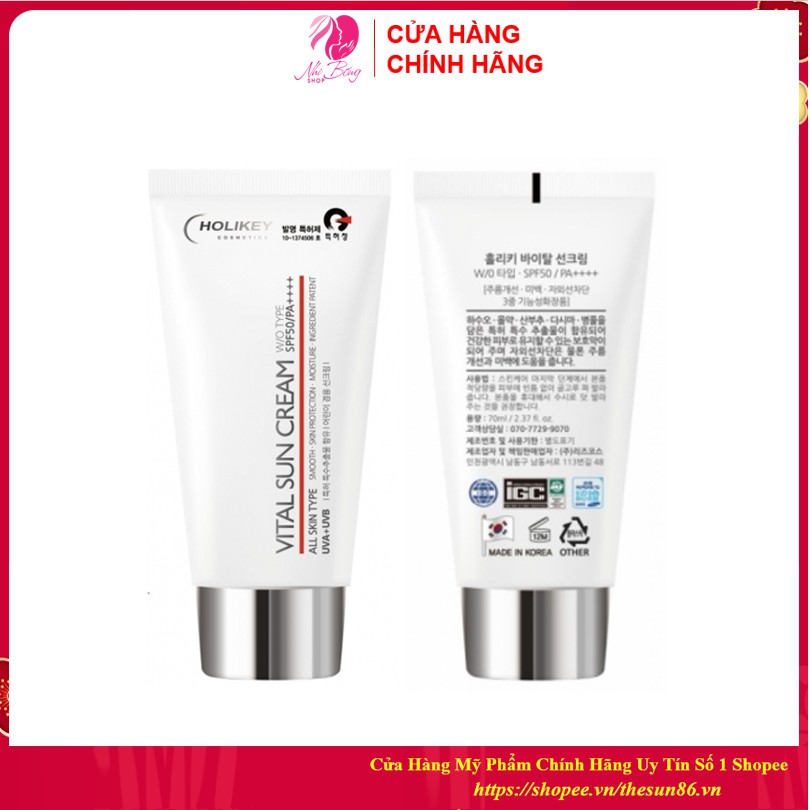 [Hàng Nhập Khẩu] Kem chống nắng - xịt chống nắng Holikey Vita Sun Cream W/OTYPE SPF50/PA++++ 70ml