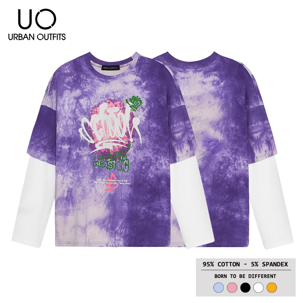 Hàng OUTLET 3 Màu TDO08 Áo Thun Tay Dài Phối Nam Nữ Form Rộng URBAN OUTFITS Loang Màu SCHOOL 100 Cotton 4 Chiều | BigBuy360 - bigbuy360.vn