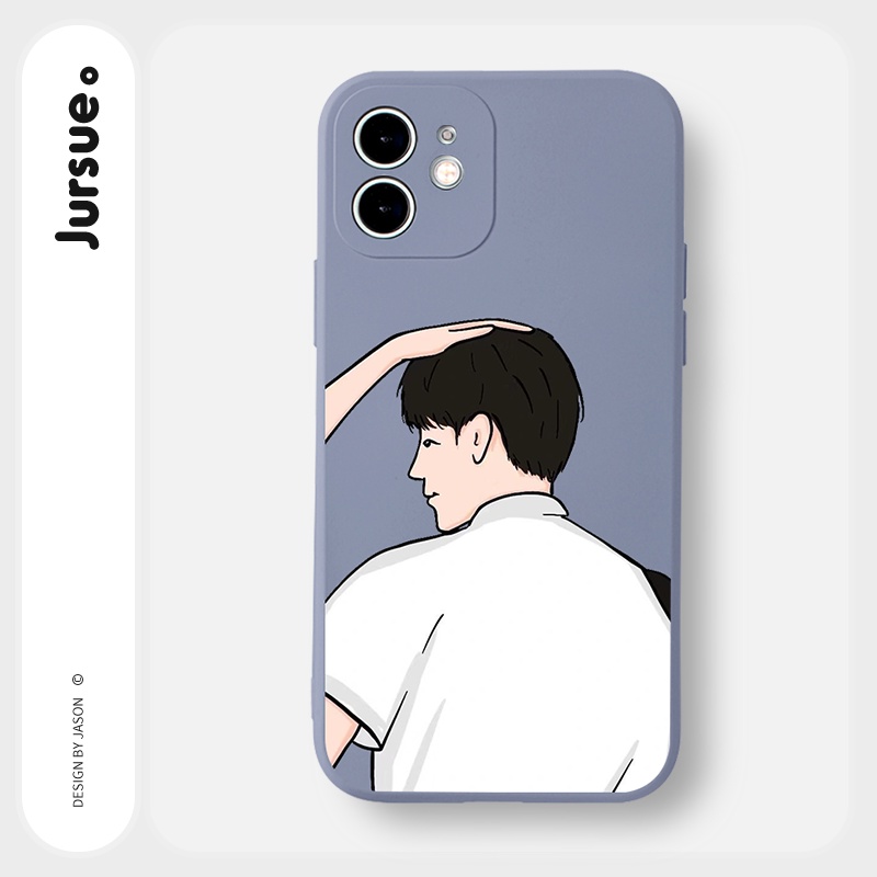 Ốp lưng JURSUE hoạt hình cặp đôi dễ thương đẹp cho iPhone 13 12 11 Pro Max SE 2020 X XR XS 8 7 ip 6S 6 Plus Y2092