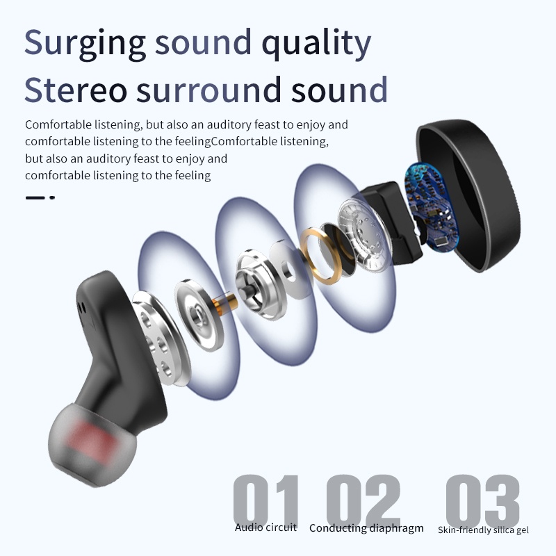 Tai Nghe Không Dây Bluetooth 5.0 TWS 9D Chống Nước Có Micro Mới