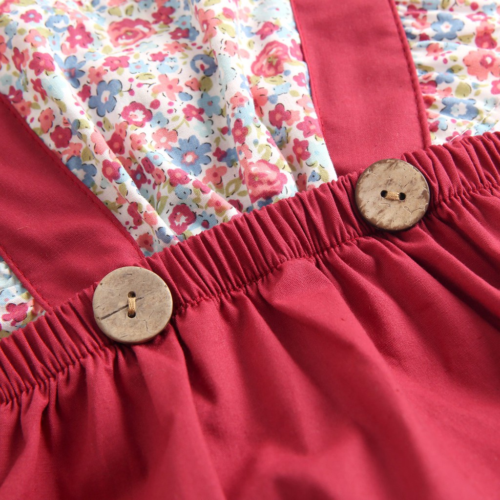 Bộ đồ liền thân Sanlutoz bằng cotton họa tiết hoa đáng yêu cho bé gái