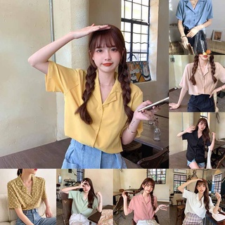 Áo sơ mi CCVN ngắn tay màu trơn phong cách thời trang nữ tính