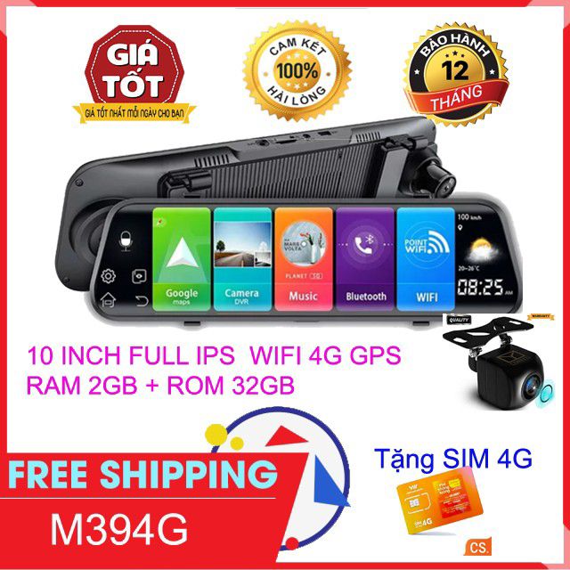 Camera hành trình gương M394G PRO  Wifi GPS