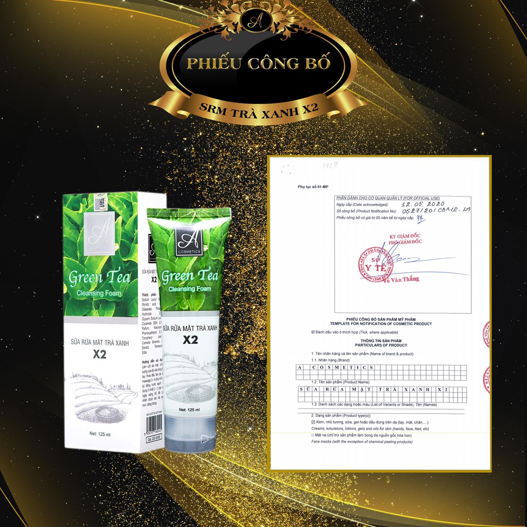 Sữa Rửa Mặt Trà Xanh X2 💎120 ml💎 Giúp làm sạch sâu, se khít lỗ chân lông và làm sáng da mịn màng💎