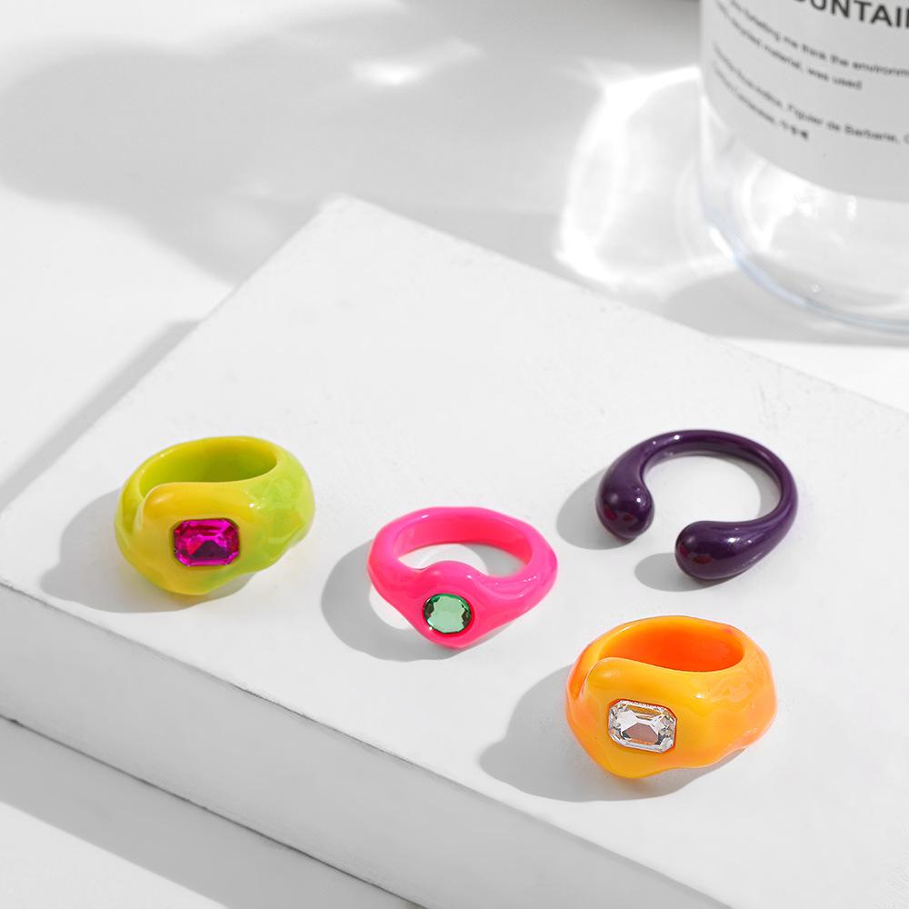 Bộ Nhẫn Resin Màu Kẹo Kiểu Hàn Quốc Dễ Thương Cho Nữ