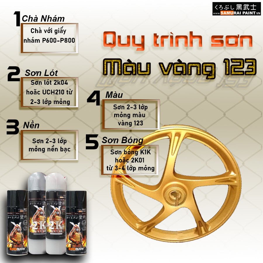 CHAI SƠN SAMURAI MÀU VÀNG ĐỒNG ÁNH KIM 123