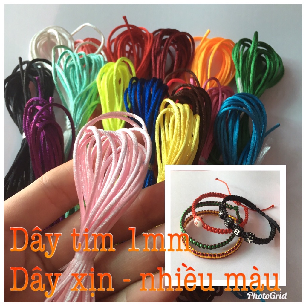 Dây tim lụa Satin cord size 1mm LOẠI TỐT thắt vòng tay treo nôi dây dù trơn bóng chỉ đỏ thắt vòng