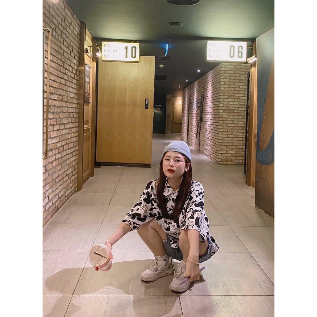 [ảnh thật] Áo sơ mi nam nữ tay lỡ BÒ SOCUTE form rộng unisex dáng oversize hot trend basic treetwear mặc siêu mát