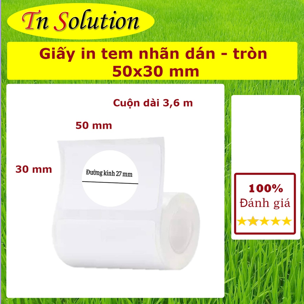 Giấy in tem tròn 30 mm dành cho máy in PeriPage, goojprt A8..