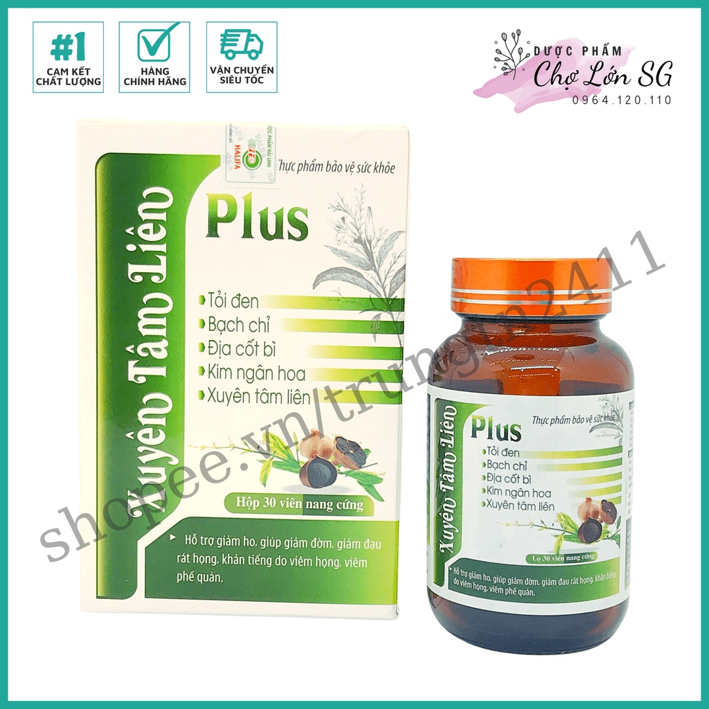 Viên uống Xuyên Tâm Liên Plus hỗ trợ giảm ho, giảm đờm  - Hộp 30 viên