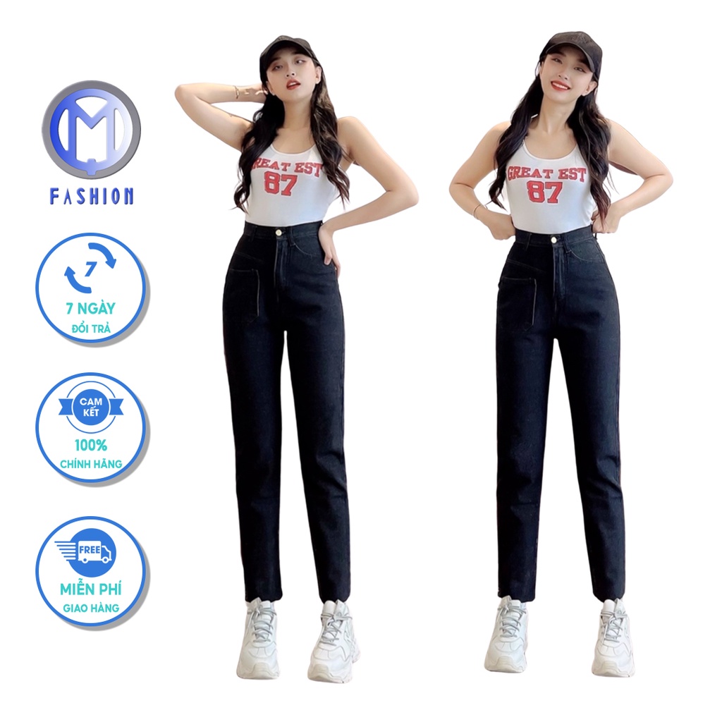 Quần baggy nữ cạp cao ống suông cắt lai cá tính phong cách Hàn quốc M Fashion 3174