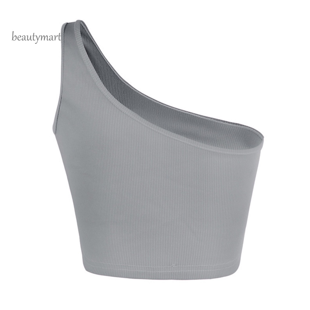 (Shop Amart) Áo Croptop Thiết Kế Lệch Vai 1 Màu Cho Nữ