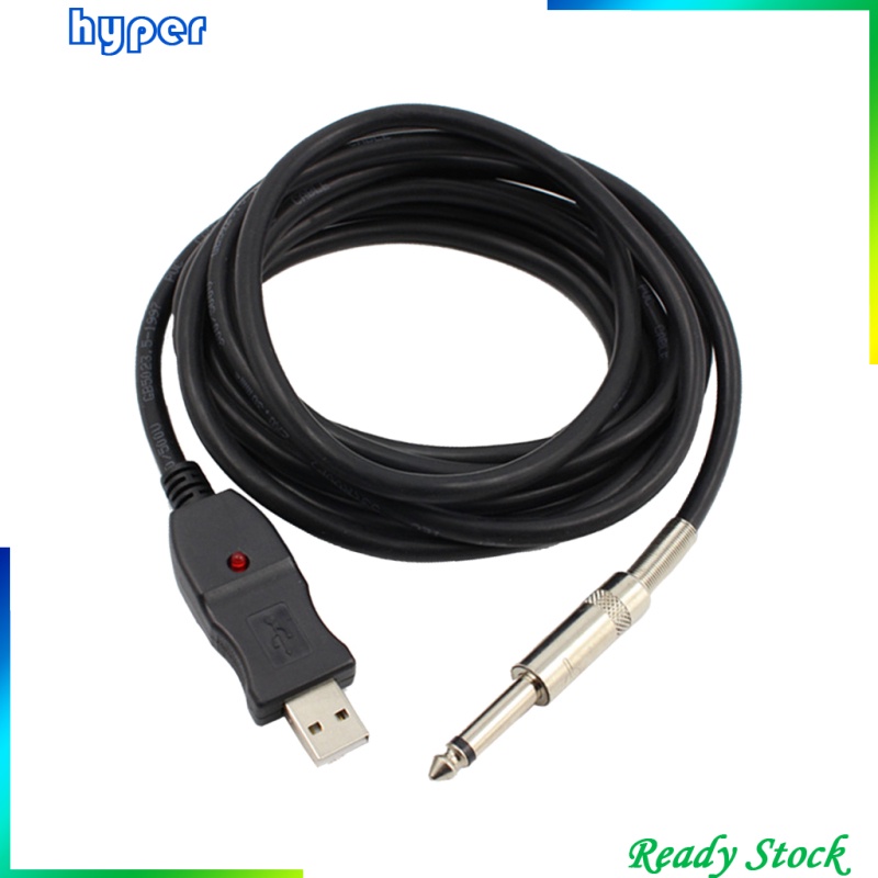 USB Guitar Cable Male to 6.5mm Mono Electric Studio Audio Connector Cord