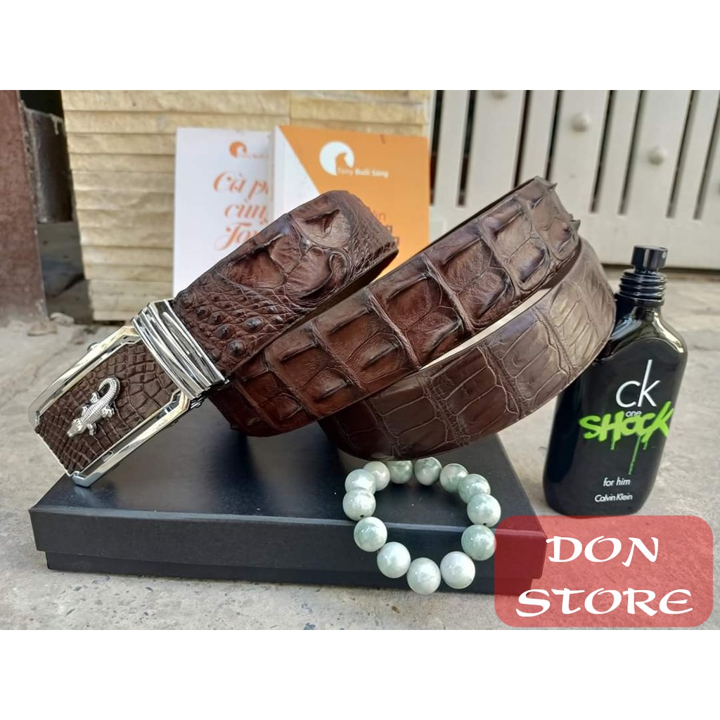 Thắt Lưng Da Cá Sấu Thật. Cá Sấu Gai Lưng (Thời Trang Cao Cấp) Kiểu Dây Liền Hoặc Nối (Full Box)