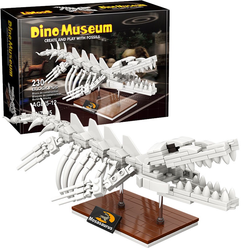 Jurassic World Mosasaurus Khủng long quý hiếm Hóa thạch Bộ xương Tyrannosaurus Rex Đồ chơi khối xây dựng lắp ráp