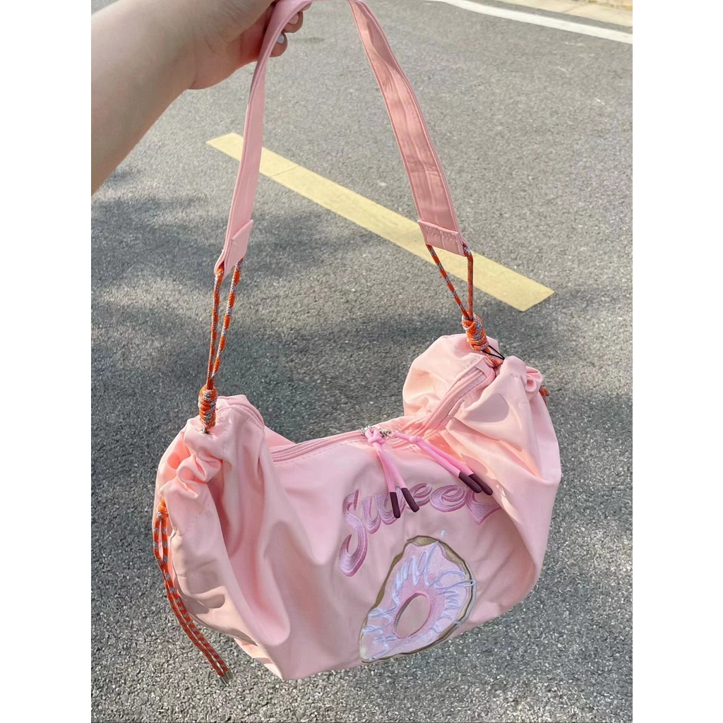 Túi Đeo Chéo Thêu Hình Bánh Donut Sức Chứa Lớn Thời Trang Mùa Hè Dành Cho Nữ