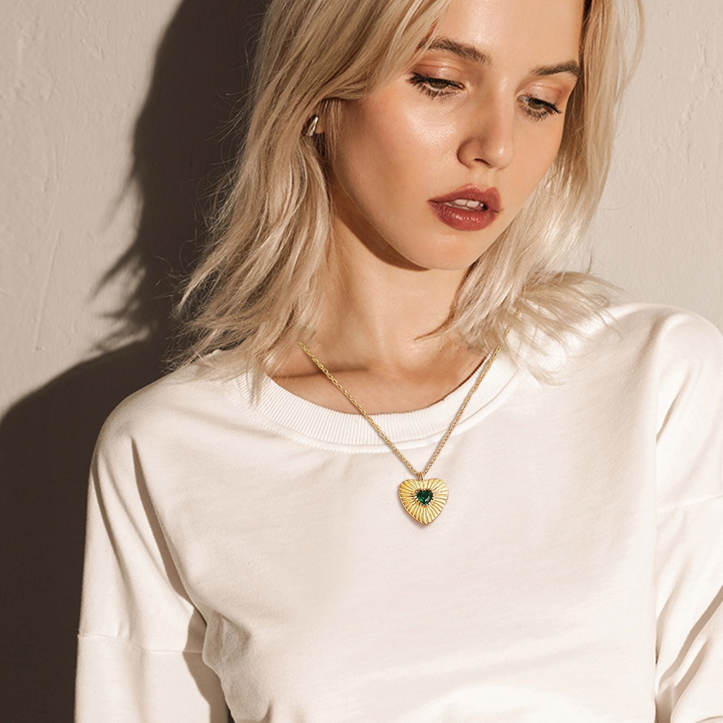 Vnox Vòng cổ Mạ Vàng 14K Mặt Hình Trái Tim Thời Trang Cho Nữ