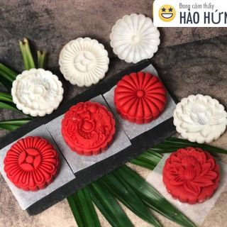 (SALE)Khuôn trung thu lò xo sen rồng 150g 4 mặt kèm nhấn