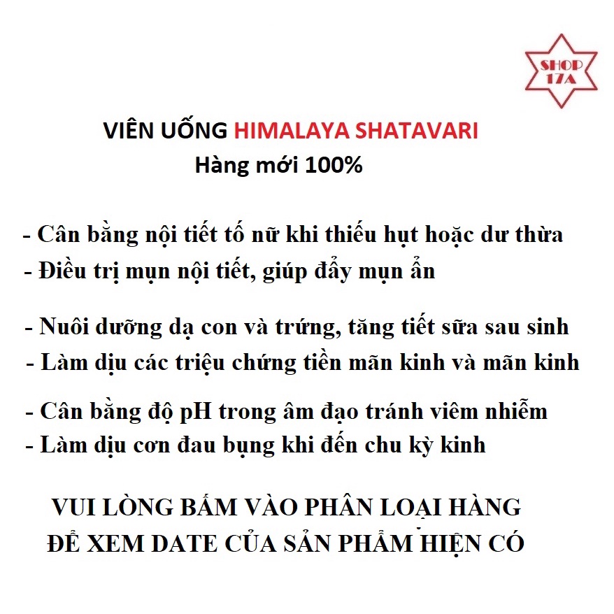 Thực phẩm chức năng hỗ trợ giảm mụn cân bằng nội tiết Himalaya Shatavari