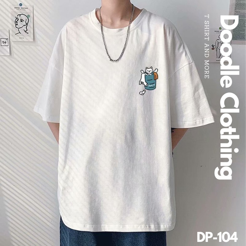 Áo Thun Nam Nữ Tay Lỡ Unisex Oversize Áo phông Form Rộng Basic Tee HÌNH LOGO MÈO NHỎ