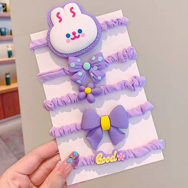 Dây buộc tóc nhiều họa tiết dễ thương cho bé gái set 5 dây