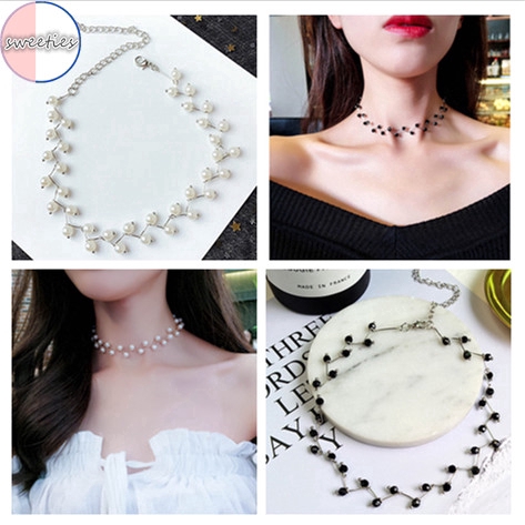 Vòng cổ Hàn Quốc đính ngọc trai thanh lịch