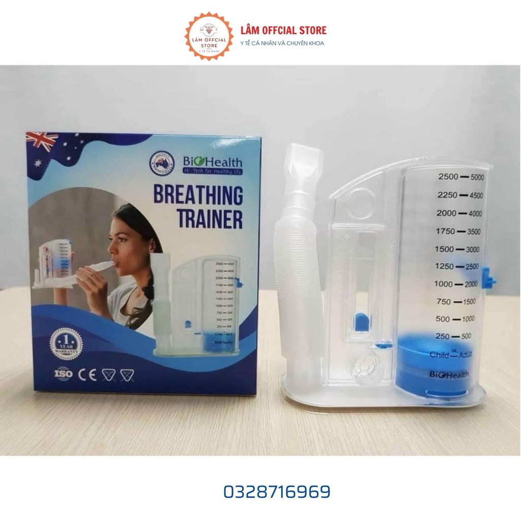 Dụng cụ tập thở, dụng cụ hỗ trợ thở BIOHEALTH VIS 01 phục hồi chức năng phổi của ÚC DCTVIS1