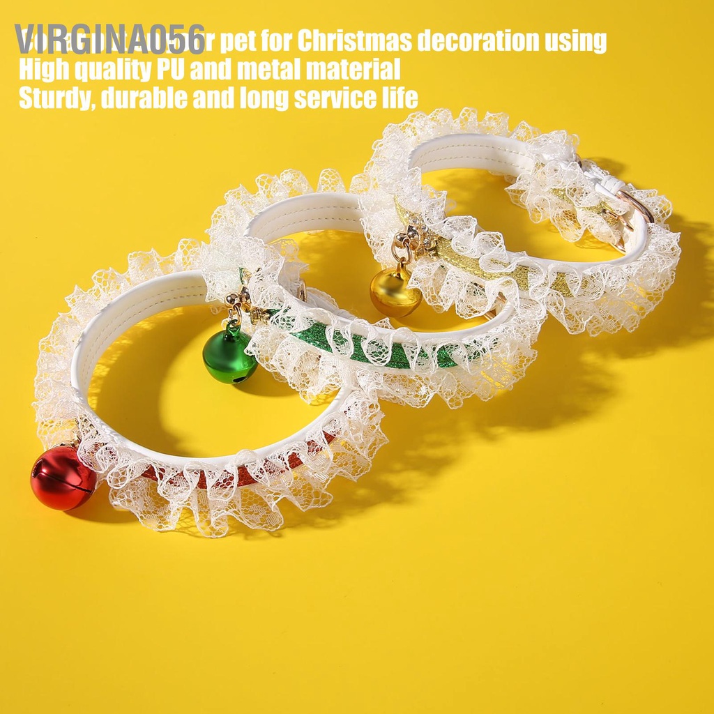 Virgina056 3 CÁI Giáng Sinh Pet Collar Trang Trí Chuông Ren Đẹp Cho Chó Mèo Nhỏ
