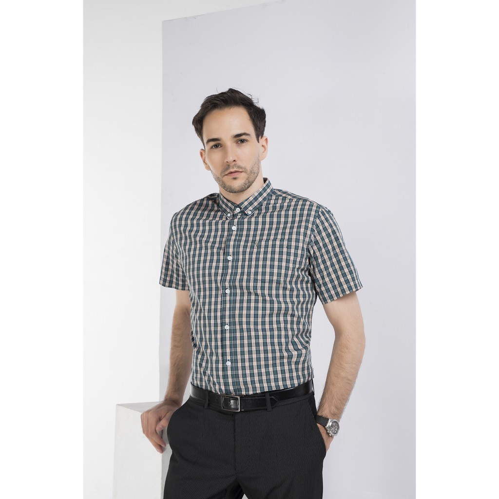 Áo sơ mi nam DARNELL, áo tay ngắn kẻ caro chất cotton cao cấp bền đẹp DN0041 | BigBuy360 - bigbuy360.vn
