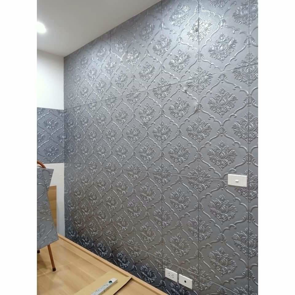 Xốp Dán Tường 3D Giả Da Hoa Văn, Kích Thước 70x70 Cm
