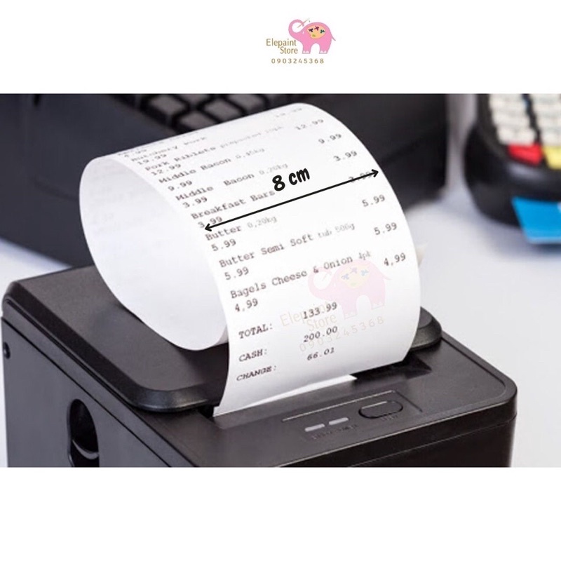 Thùng 100 cuộn giấy in bill, giấy in hoá đơn siêu thị có bọc bạc