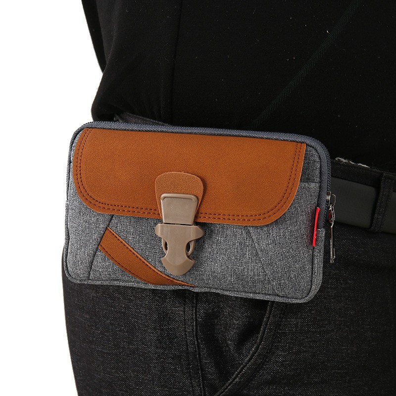 Túi đeo hông đựng điện thoại phối màu nút cài 7 inch R9 Shalla