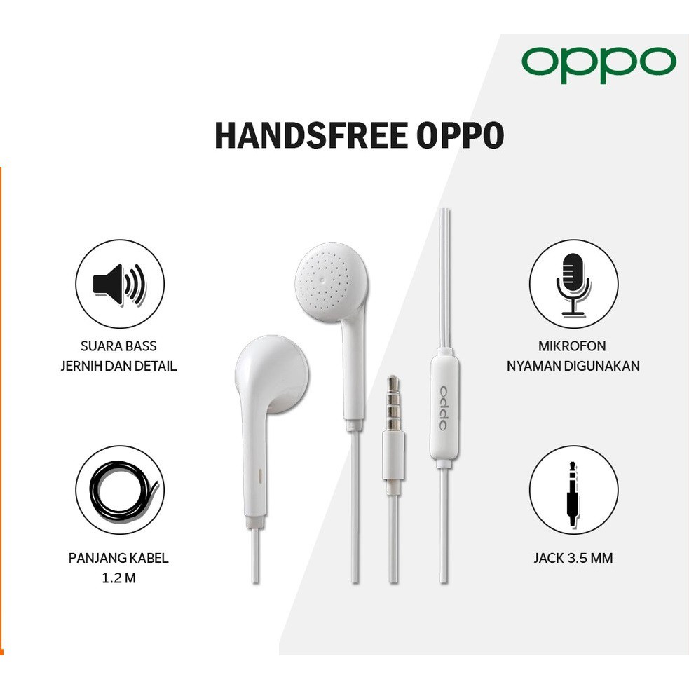 Tai Nghe Điện Thoại OPPO dây 3.5mm Có Mic đàm thoại hàng chính hãng