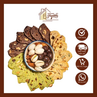 Bánh biscotti ăn kiêng bánh giảm cân biscotti bánh biscotti nguyên cám 3 vị NGÔI NHÀ HEALTHY